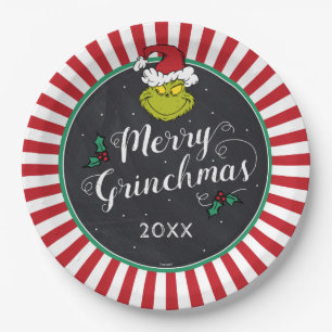 Assiettes En Carton Joyeux Grinchmas Fête de fin d'année du Grinch