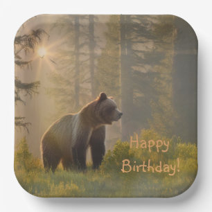 Assiettes En Carton Joyeux Grizzly Bear d'anniversaire