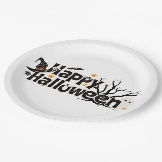 Assiettes En Carton Joyeux Halloween (Angle)