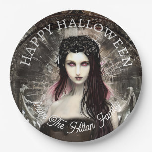 Assiettes En Carton Joyeux Halloween Ange Tombe Steampunk Gothique