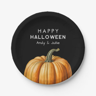Assiettes En Carton Joyeux Halloween avec citrouille vintage