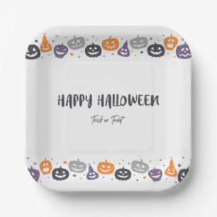 Assiettes En Carton Joyeux Halloween bonbon ou un sort