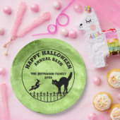 Assiettes En Carton Joyeux Halloween Chat Witch Silhouette Green Grung (Fête)