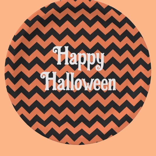 Assiettes En Carton Joyeux Halloween chevron strié enfants fête