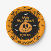 Assiettes En Carton Joyeux Halloween Citrouille Éffrayant Carving Part (Devant)