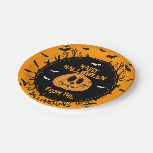 Assiettes En Carton Joyeux Halloween Citrouille Éffrayant Carving Part (Angle)