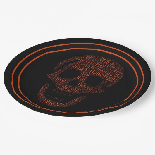 Assiettes En Carton Joyeux Halloween crâne Éffrayant (Angle)