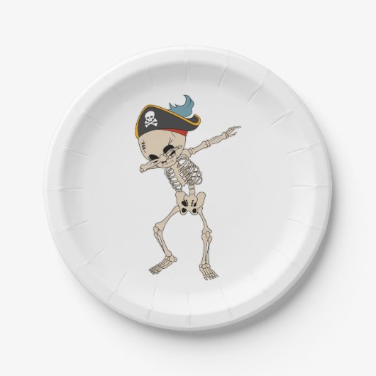 Assiettes En Carton Joyeux Halloween Dab Skeleton Pirate Party (Devant)