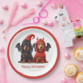 Assiettes En Carton Joyeux Halloween Dachshund Chiens Devil Bat (Fête)