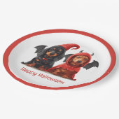 Assiettes En Carton Joyeux Halloween Dachshund Chiens Devil Bat (Angle)
