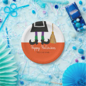 Assiettes En Carton Joyeux Halloween en sorcière Jambes personnalisées (Fête)