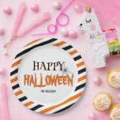 Assiettes En Carton Joyeux Halloween Motif noir et orange (Fête)