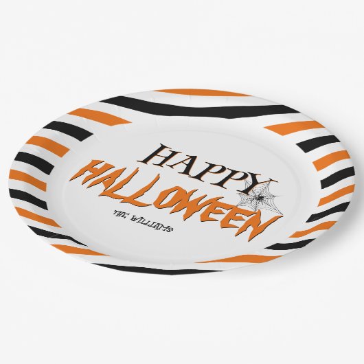 Assiettes En Carton Joyeux Halloween Motif noir et orange (Angle)