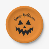 Assiettes En Carton Joyeux Halloween Orange Citrouille Jack-o'-lantern (Devant)