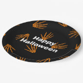 Assiettes En Carton Joyeux Halloween Party Orange Bones (Angle)