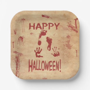 Assiettes En Carton Joyeux Halloween Sang Éclaboussé