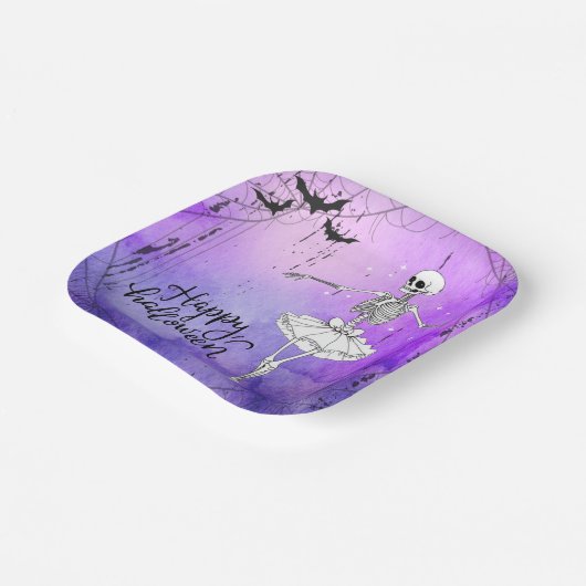 Assiettes En Carton Joyeux Halloween Squelette Ballerina Purple (Angulaire)