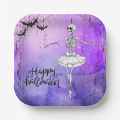 Assiettes En Carton Joyeux Halloween Squelette Ballerina Purple (Recto)