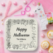 Assiettes En Carton Joyeux Halloween tiré à la main (Fête)