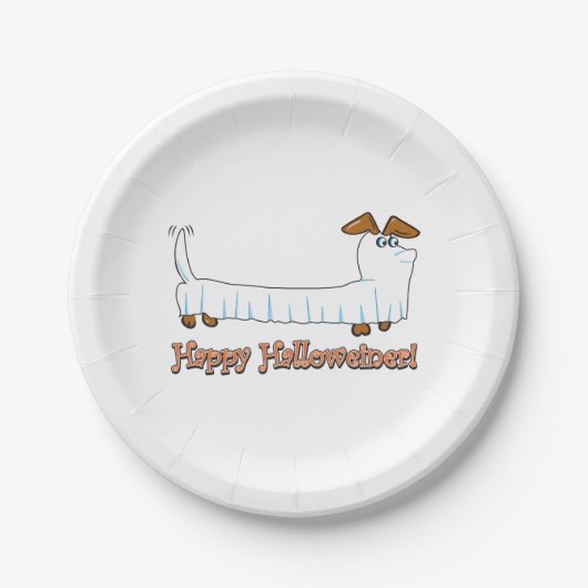 Assiettes En Carton Joyeux Halloweiner Dachshund (Devant)