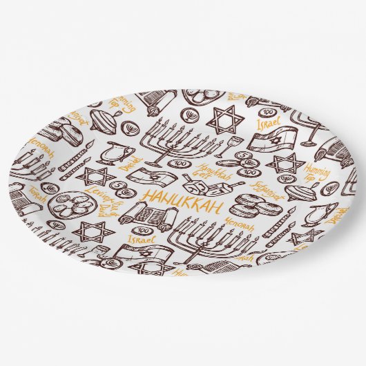 Assiettes En Carton Joyeux Hanoukka (Angle)
