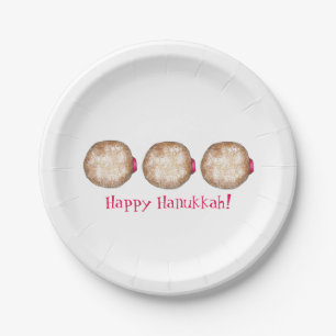 Assiettes En Carton Joyeux Hanoukka Chanukah Jelly Donut Doughnut