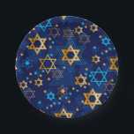 Assiettes En Carton Joyeux Hanoukka Etoile Juive Menorah Bleu<br><div class="desc">Heureux Hanoukka,  Menorah,  étoile juive,  plaques en papier bleu.</div>