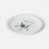 Assiettes En Carton Joyeux Hanoukka Floral Dreidel (Angle)