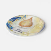 Assiettes En Carton Joyeux Hanoukka Salutation lumière bougie (Angle)