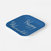 Assiettes En Carton Joyeux Hanukkah Silver Script Tekhelet Bleu (Angulaire)