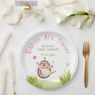 Assiettes En Carton Joyeux Hérisson Jardin Jeu Baby shower doux