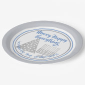 Assiettes En Carton Joyeux heureux bleu tout partie Chrismukkah (Angle)