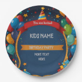 Assiettes En Carton Joyeux Invitation d'anniversaire (Devant)