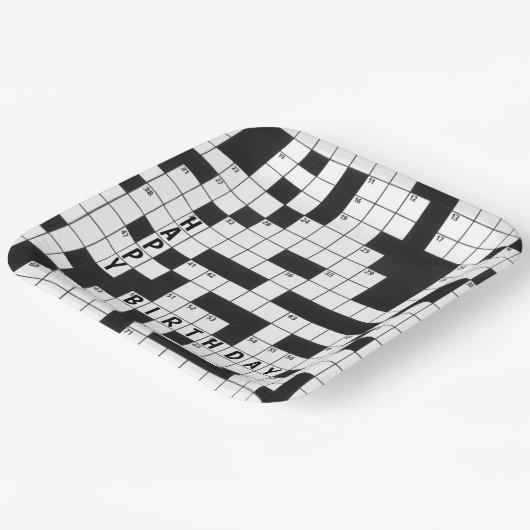 Assiettes En Carton Joyeux jeu de mots croisés d'anniversaire (Angulaire)