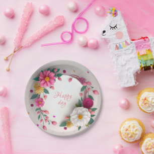 Assiettes En Carton Joyeux Jour, Fleur Florale Circulaire