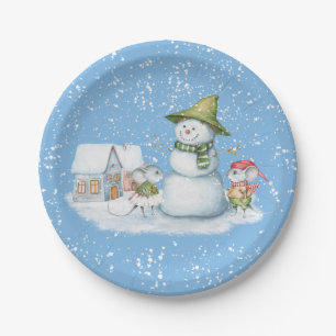 Assiettes En Carton Joyeux Joyeux Noël Fête de la neige