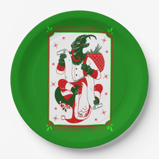 Assiettes En Carton joyeux krampus de Noël père Noël (Devant)