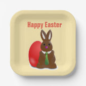 Assiettes En Carton Joyeux lapin au chocolat de Pâques (Recto)