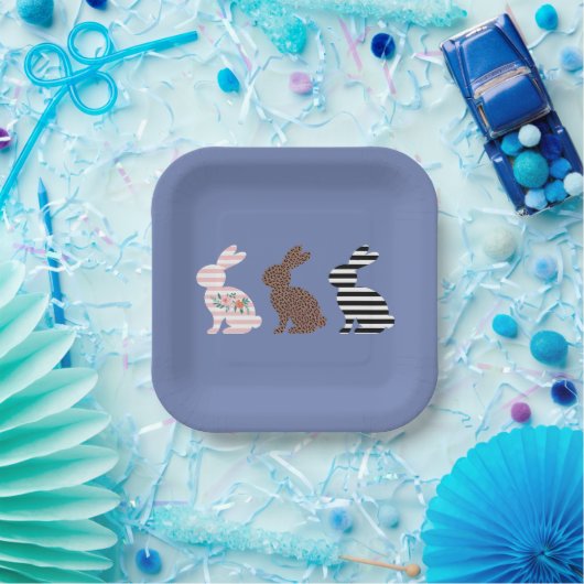 Assiettes En Carton Joyeux lapin de lapin léopard de Pâques (Fête)