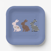 Assiettes En Carton Joyeux lapin de lapin léopard de Pâques (Recto)