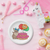 Assiettes En Carton Joyeux Marionnette mignonne avec ballons et gâteau (Fête)