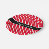 Assiettes En Carton Joyeux message d'anniversaire mignon Polka Dot rou (Angle)