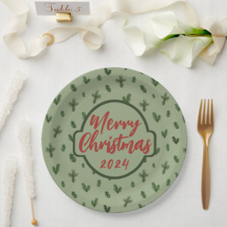 Assiettes En Carton joyeux motif d'arbre de noël