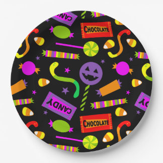 Assiettes En Carton Joyeux Motif de bonbons Halloween