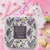 Assiettes En Carton Joyeux Motif de Noël vert violet #21 ID1009 (Fête)