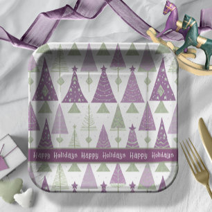 Assiettes En Carton Joyeux Motif de Noël vert violet #25 ID1009