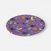 Assiettes En Carton Joyeux Motif d'Halloween violet (Angle)