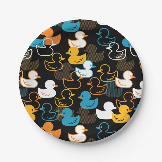 Assiettes En Carton Joyeux Motif nager une patte de canards (Devant)