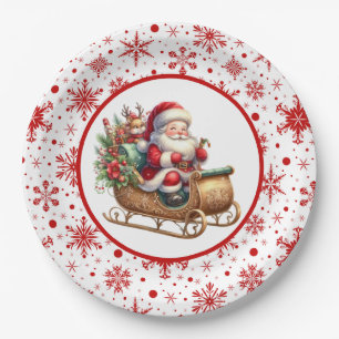 Assiettes En Carton Joyeux motoneige Père Noël Christmas