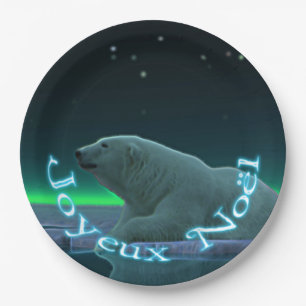 Assiettes En Carton Joyeux Noё l - Ours polaire à bordure de glace